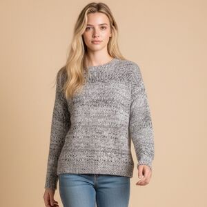 Pink Victoria's Secret Gray Heathered Knit V Back Sweater L (gl10)